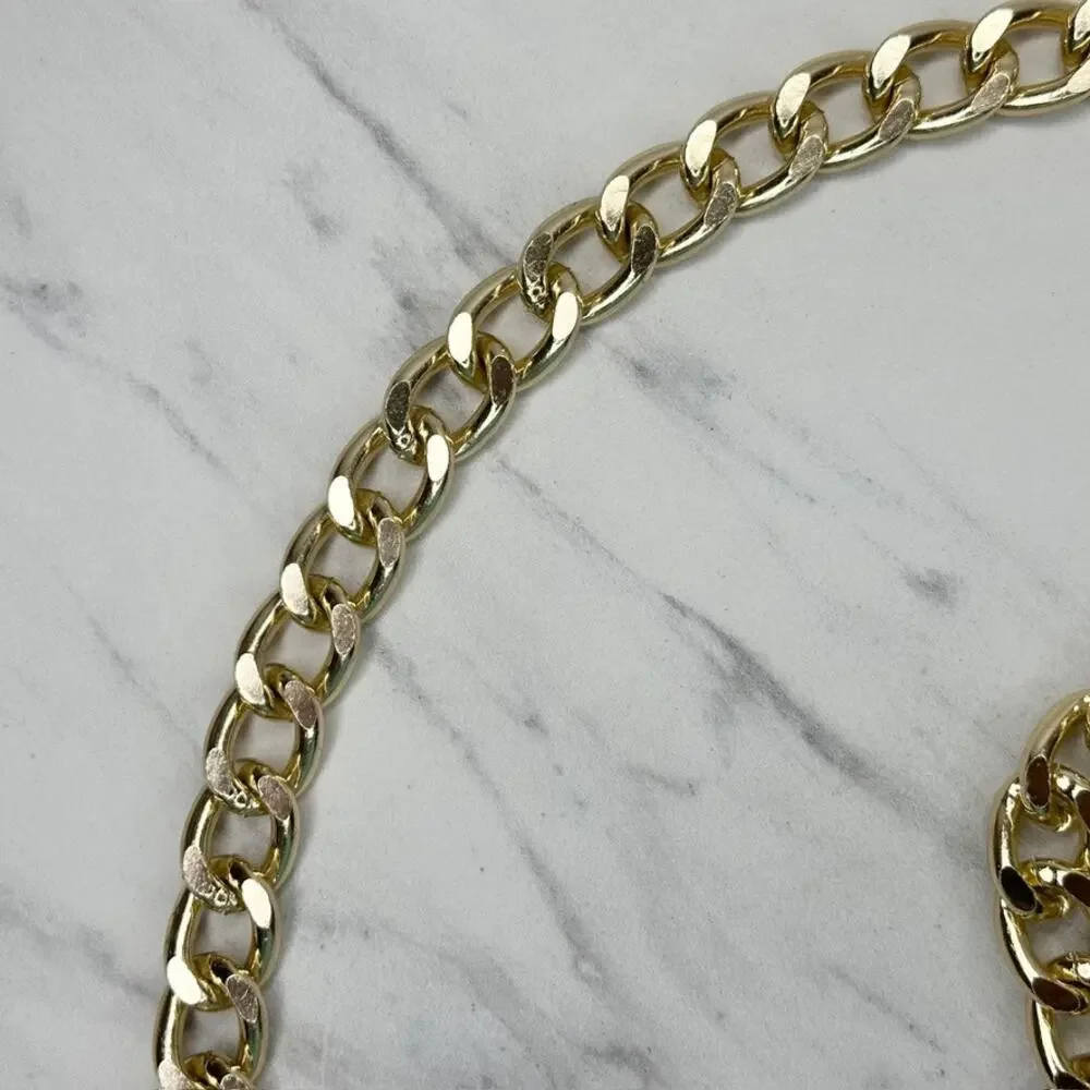 Chunky Gold Tone Chain Lock Charm Draped Belt One Size (OS) ✨